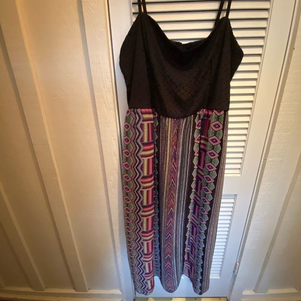 PAPER doll black top mosaic‎ print maxi dress